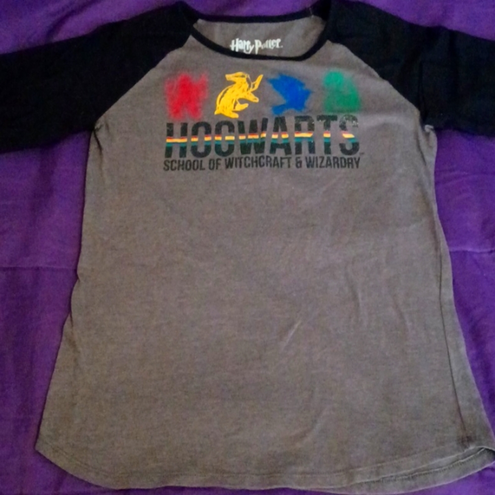 Hogwarts Houses Long Sleeve with 4 mascots/glitter lettering